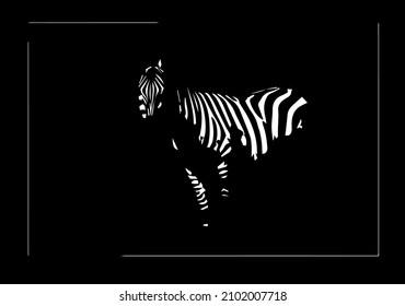 black and white zebra silhouette artistic design concept