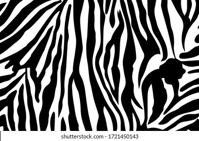 Schwarz-weißer Zebrastreifen-Hintergrund. Zebra-Hintergrund.Vektorgrafik.