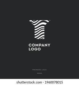 Black and White Zebra Y Letter Logo Design. Creative Y vector illustration with lines.