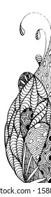 Black and white zenart illustration. Zen doodle bookmark for coloring book for adult.