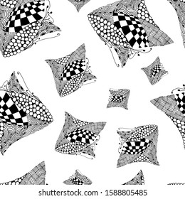 Black and white zenart seamless pattern.