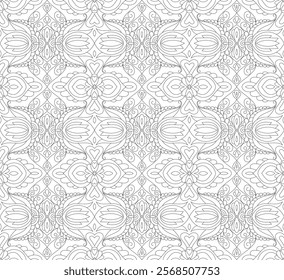 Black and white zentangle mandala seamless pattern. Elegant Spiritual background with Moroccan, Islamic, Arabic, Indian, and Ottoman Influences. 