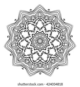 Black and white zentangle vector mandala.