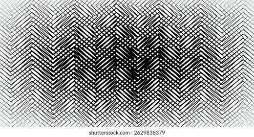 Black and white zig zag line pattern abstract background. Ripple bold monochrome background.