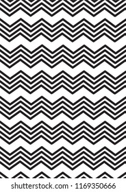 black and white zig zag lines pattern design vector drawn