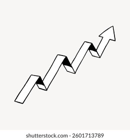 A black and white zigzag arrow points upward, symbolizing growth and progress. The upward arrow indicates positive growth and financial progress. Business vector.