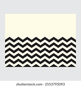 Black and white zigzag line art with solid cream color background.