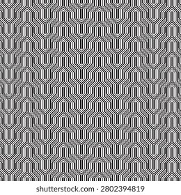 Black and white zigzag pointed lines vector square seamless digital pattern or texture.