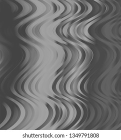 Black and white zigzag wavy lines, dark color tone vector background.
