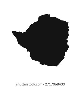 Black and White Zimbabwe Simple Map