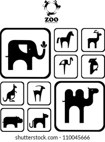 Black and white Zoo logo. logos and icons with animals. design. abstract emblem or logo