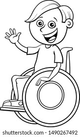 7 Boy in wheelchair coloring pages Stock Vectors, Images & Vector Art ...