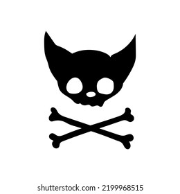black and whitel Skull bat. Vector illustration. All elements are isolated