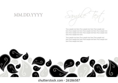 Black and White/Silver Flower Pedals Invitation Template