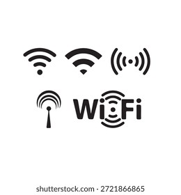 Schwarzes Wi-Fi-Symbolset