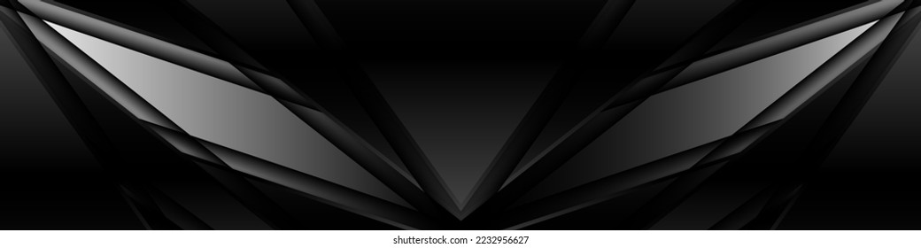 Black wide abstract background with futuristic abstract wings. Vector illustration