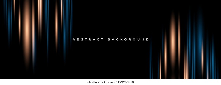 Black wide abstract background with glowing neon light effect. Vector illustration