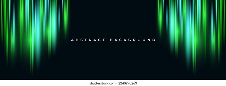 Black wide abstract background with glowing motion blue and pink neon light effect. Vector illustration