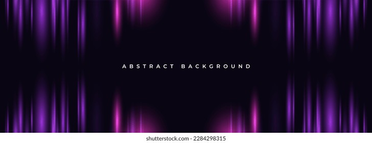 Fondo abstracto de ancho negro con efecto de luces de neón en color púrpura vertical. Ilustración del vector