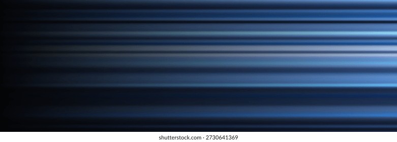 Anuncio de tecnología Horizontal abstracta ancha negra con líneas diagonales de neón azul. Ilustración vectorial de fondo elegante oscuro.