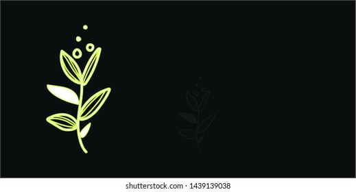 black wide banner design with leaf and plant design to save environment poster wallpaper background illustration