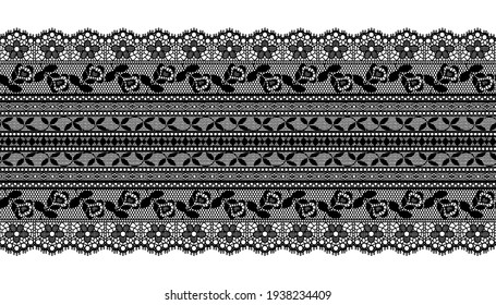 Black Wide Trim Lace Ribbon for Decorating