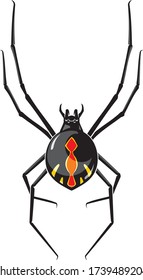 Schwarze Witwe Giftspinne, Zurück-Ansicht-Illustration