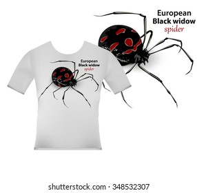 Black widow scorpion screen on t-shirt,fashion design vector on a white background