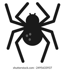 Icono editable 2d plano de la araña de la viuda negra para la decoración de Halloween. Horror, terror, símbolo animal. Vector editable EPS.