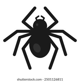 Black widow spider flat icon for Halloween celebration. Horror, terror, poisonous, dangerous animal symbol. EPS editable vector.