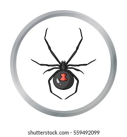 Black widow spider icon in cartoon style isolated on white background. Insects symbol stock vector illustration.