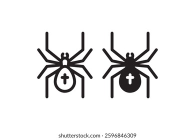 Black widow spider icon with cross symbol Vector