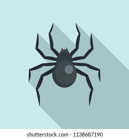 Black widow spider icon. Flat illustration of black widow spider vector icon for web design