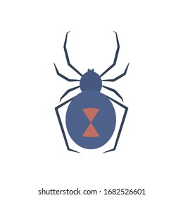 Black Widow Spider Icon Over White Background, Flat Style, Vector Illustration