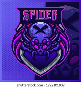 Black Widow Spider mascot esport logo design illustrations vector template, tarantula logo for team game streamer youtuber banner twitch discord