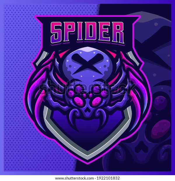 Black Widow Spider mascot esport logo\
design illustrations vector template, tarantula logo for team game\
streamer youtuber banner twitch\
discord