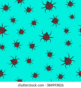 Black widow spider seamless pattern aqua