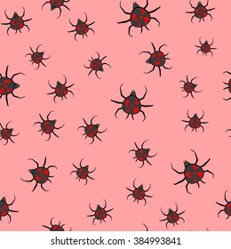 Black widow spider seamless pattern pink