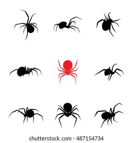 Black widow spider in silhouette style, vector