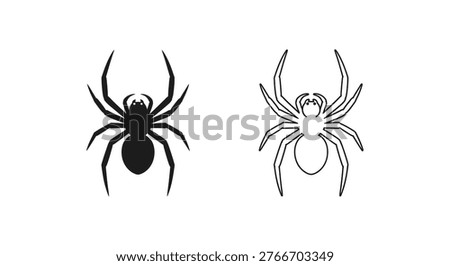 Black Widow Spider vs Common House Spider Comparison Guide Vector
