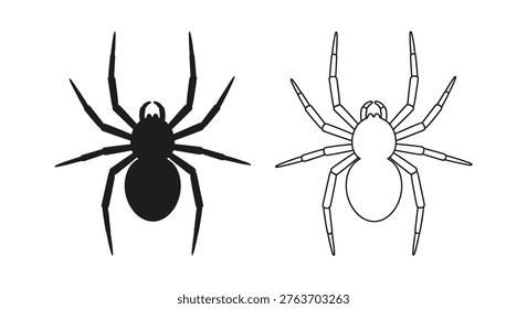 Black Widow vs House Spider Identification Guide Vector