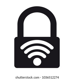 Black WI-FI Safety Lock - Vector Illustration - Isolated On White Background