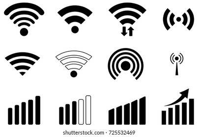 Black wifi vector collection on white background
