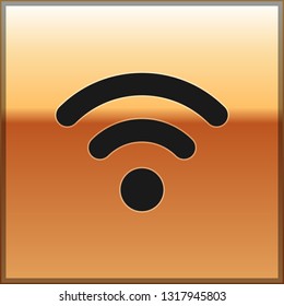 Black Wi-Fi wireless internet network symbol icon isolated on gold background. Vector Illustration