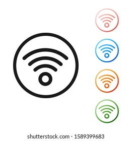 Black Wi-Fi wireless internet network symbol icon isolated on white background. Set icons colorful. Vector Illustration