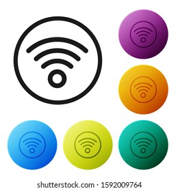 Black Wi-Fi wireless internet network symbol icon isolated on white background. Set icons colorful circle buttons. Vector Illustration