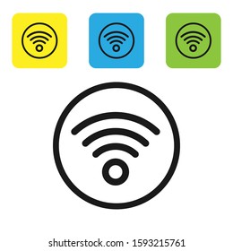 Black Wi-Fi wireless internet network symbol icon isolated on white background. Set icons colorful square buttons. Vector Illustration