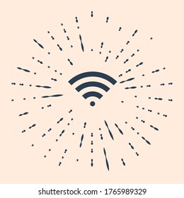 Icono de símbolo de red inalámbrica Wi-Fi negro aislado en fondo beige. Resumen de puntos aleatorios de círculo. Ilustración vectorial