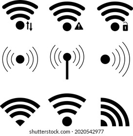 Black wi-fi, wireless, RSS Signal icon sets