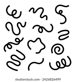 Black wiggly squiggly hand drawn line illustration